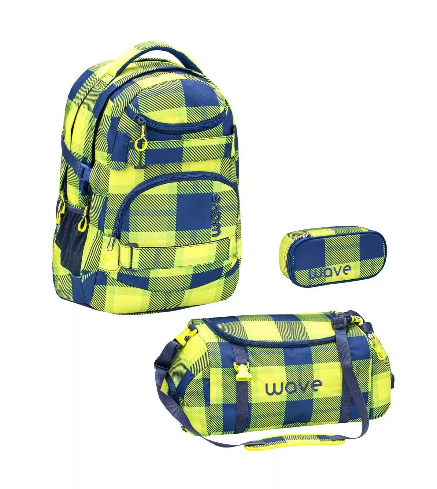 Wave Infinity Rucksack Set mit Schlamperbox und Sporttasche, Neon Pattern günstig online kaufen