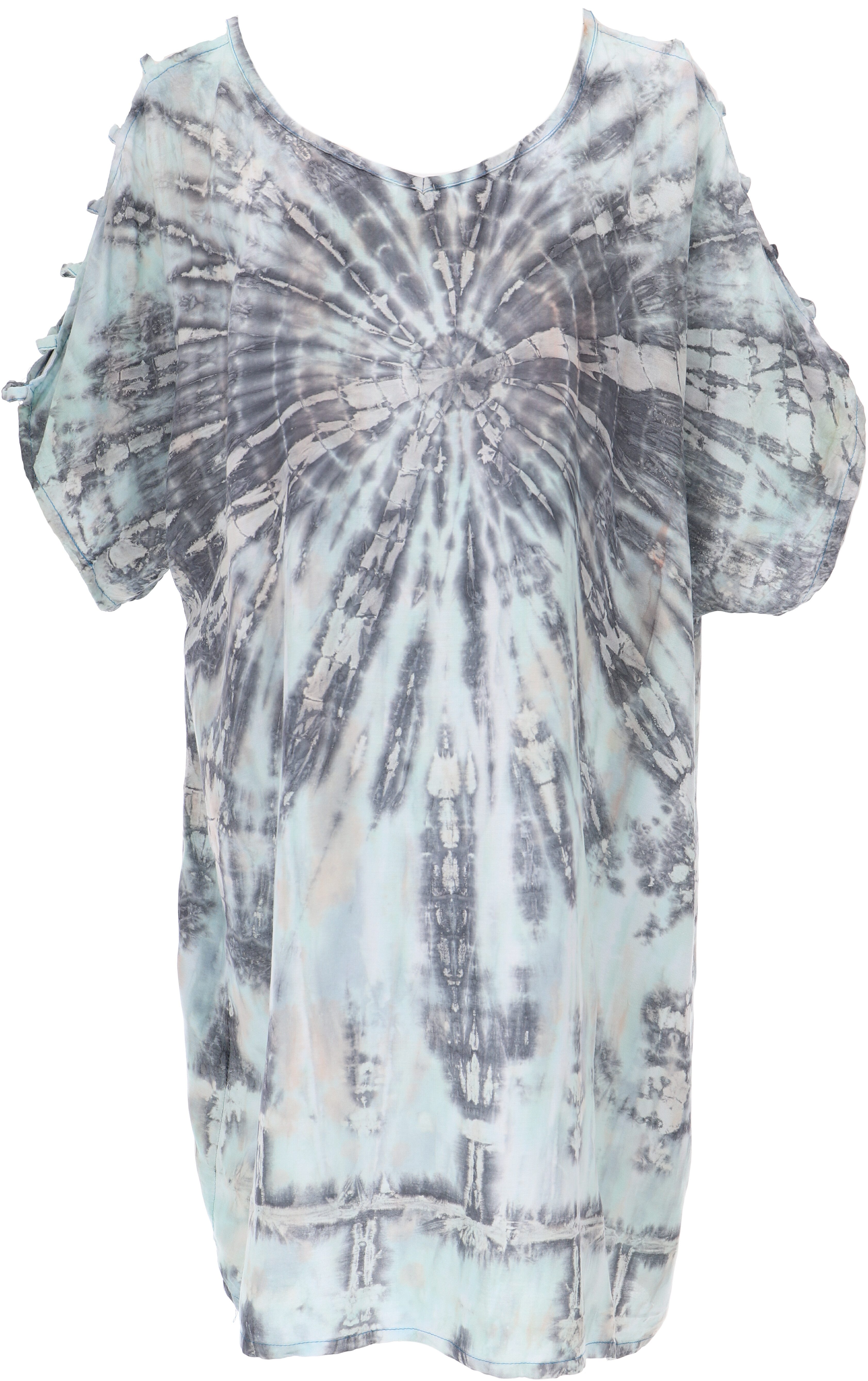 Guru-Shop Midikleid Schulterfreies Batikdress, Cold Shoulder.. günstig online kaufen