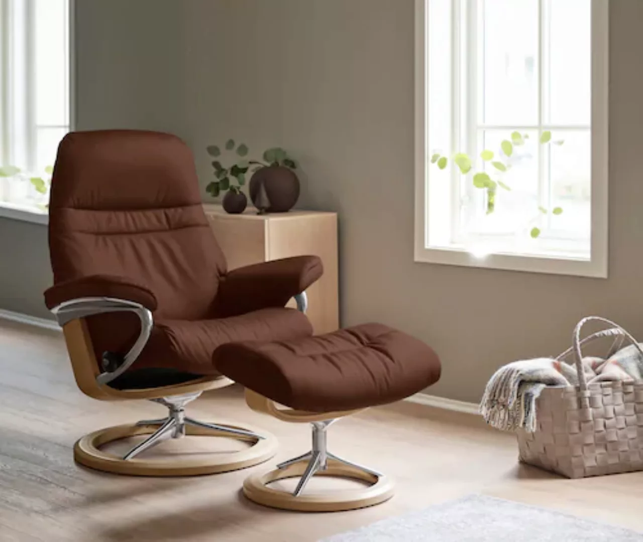 Stressless® Relaxsessel »Sunrise«, (Set, Relaxsessel mit Hocker), mit Signa günstig online kaufen