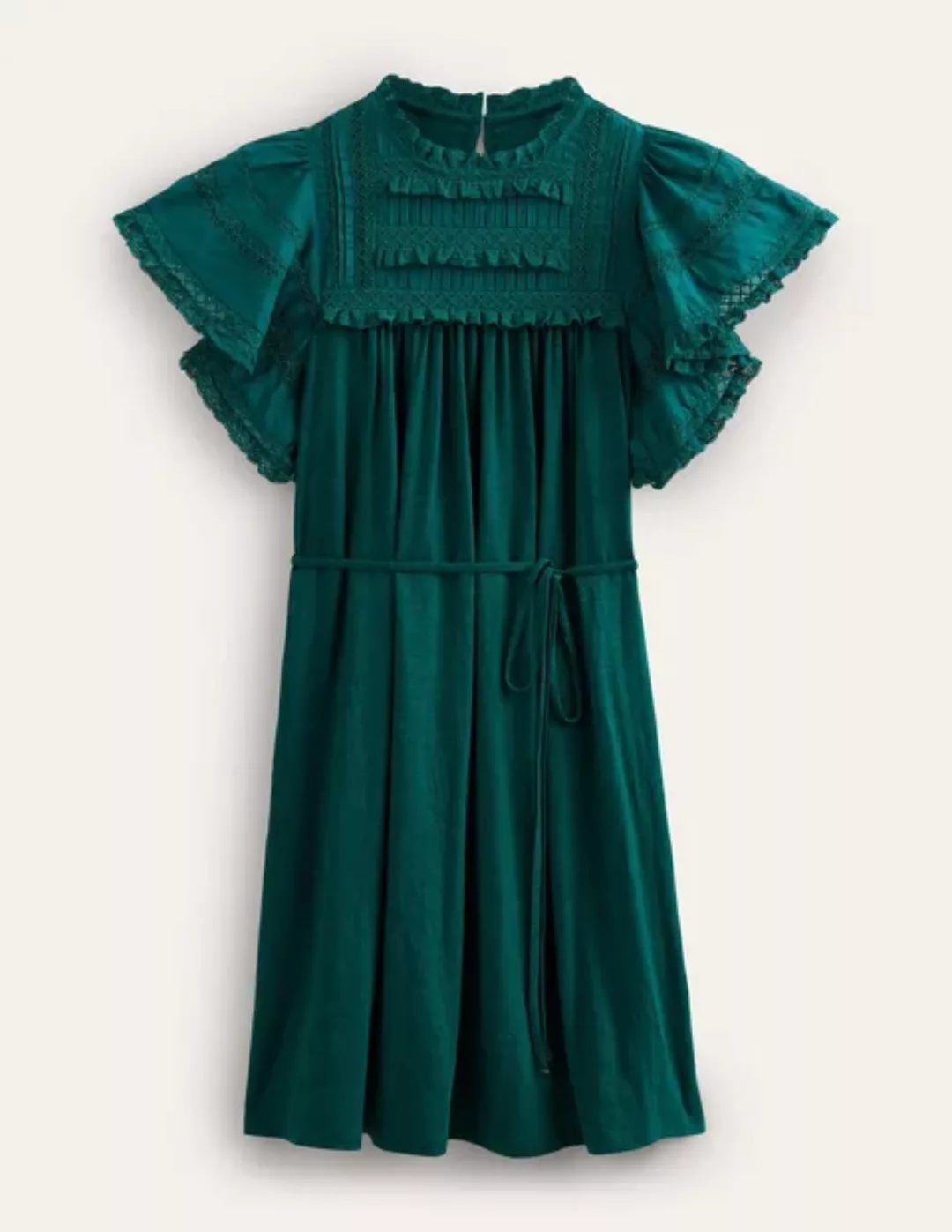 Jersey-Minikleid mit Bortendetail Damen Boden, Dunkles Smaragdgrün günstig online kaufen