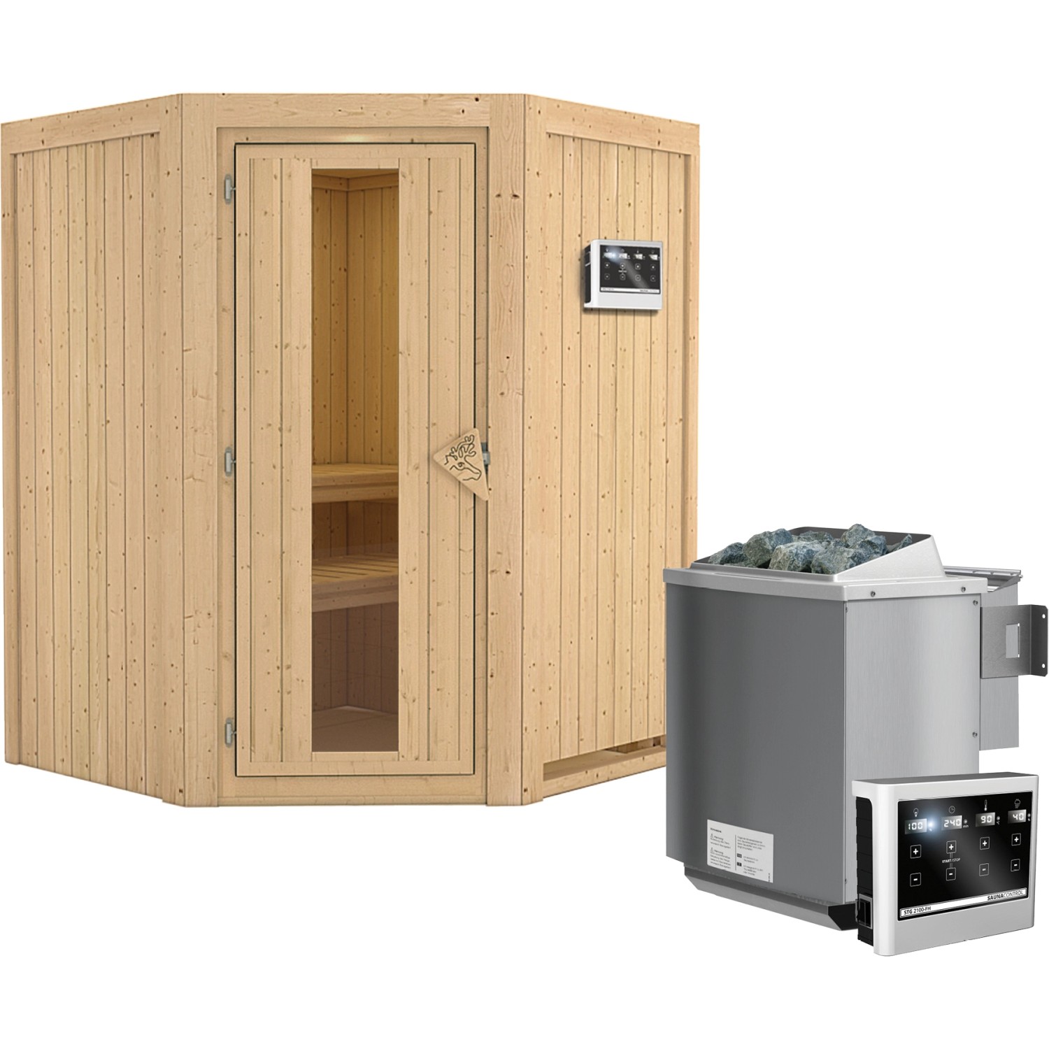 Karibu Sauna-Set Lyra inkl. Bio-Ofen 9 kW mit ext. Steuerung, Energiespartü günstig online kaufen
