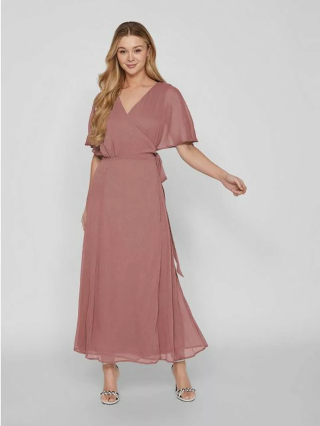 Vila Shirtkleid Elegantes Wickelkleid mit Gürtel Maxi Long Dress VIRILLA (e günstig online kaufen
