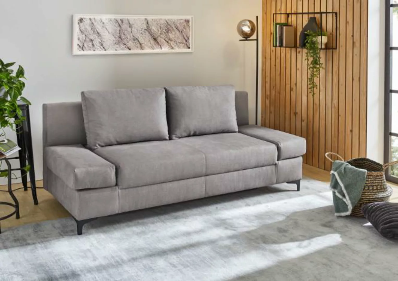 Schlafsofa mit Bettkasten 195 cm breit Grau PIT günstig online kaufen