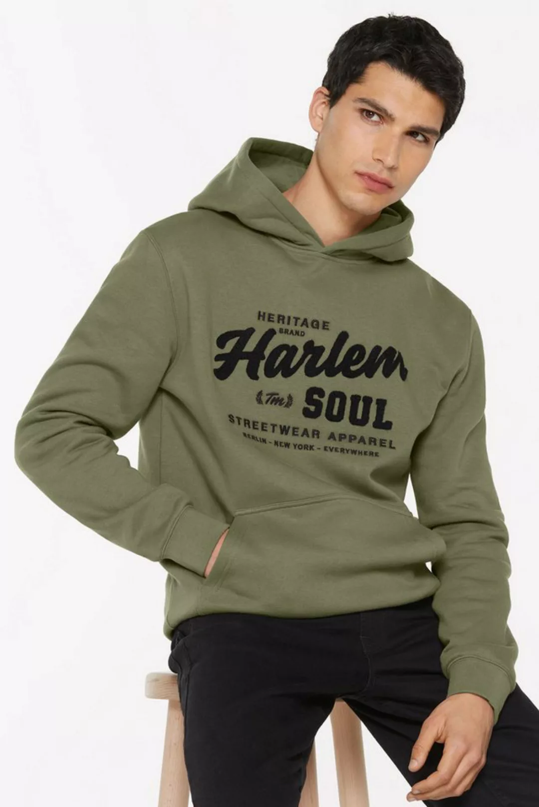 Harlem Soul Kapuzensweatshirt mit Frottee Lettern günstig online kaufen