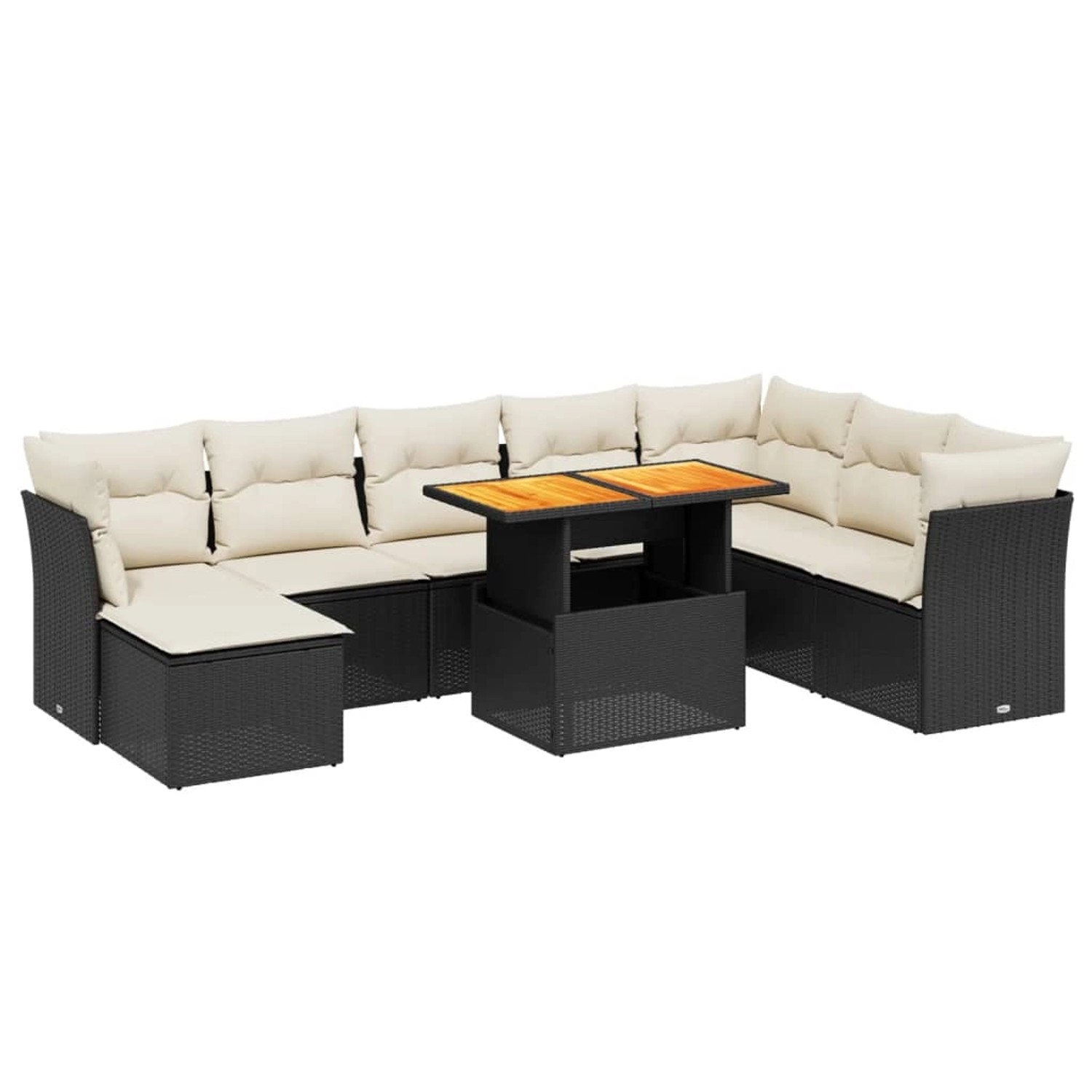 vidaXL 9-Tlg Garten-Sofagarnitur mit Kissen Schwarz Poly Rattan 3270972 günstig online kaufen