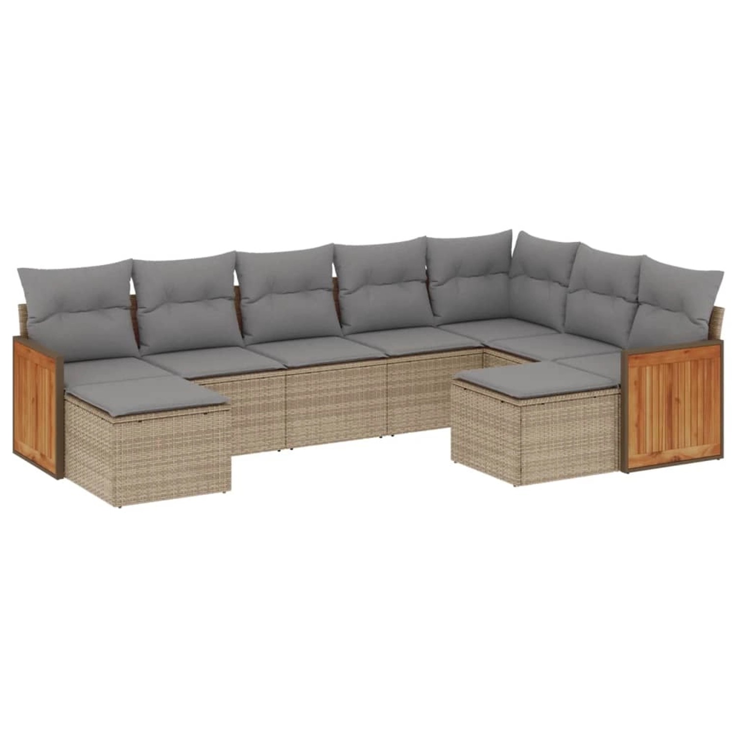 vidaXL 9-tlg Garten-Sofagarnitur mit Kissen Beige Poly Rattan Modell 198 günstig online kaufen