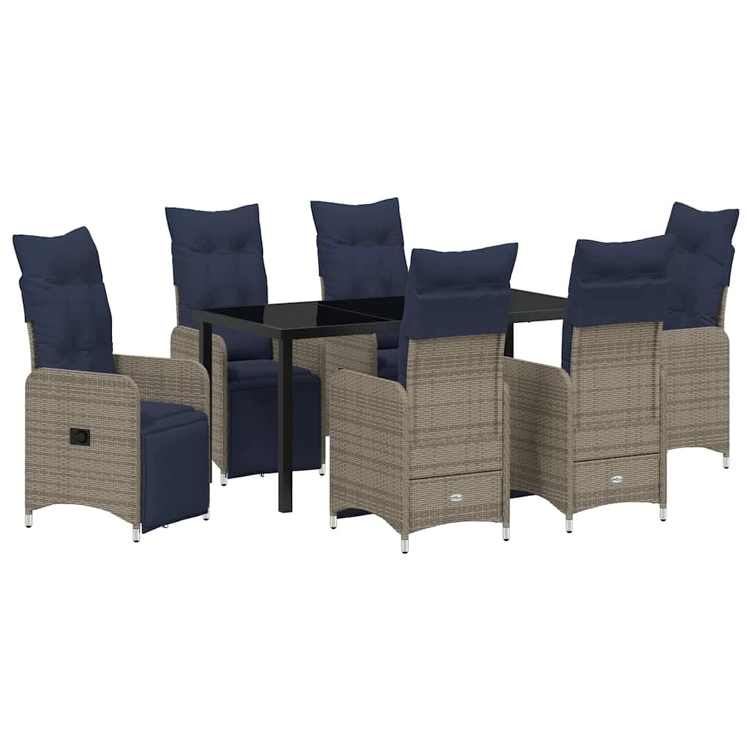 vidaXL Garten Essgruppe 7-Tlg Grau Poly-Rattan 3379699 günstig online kaufen