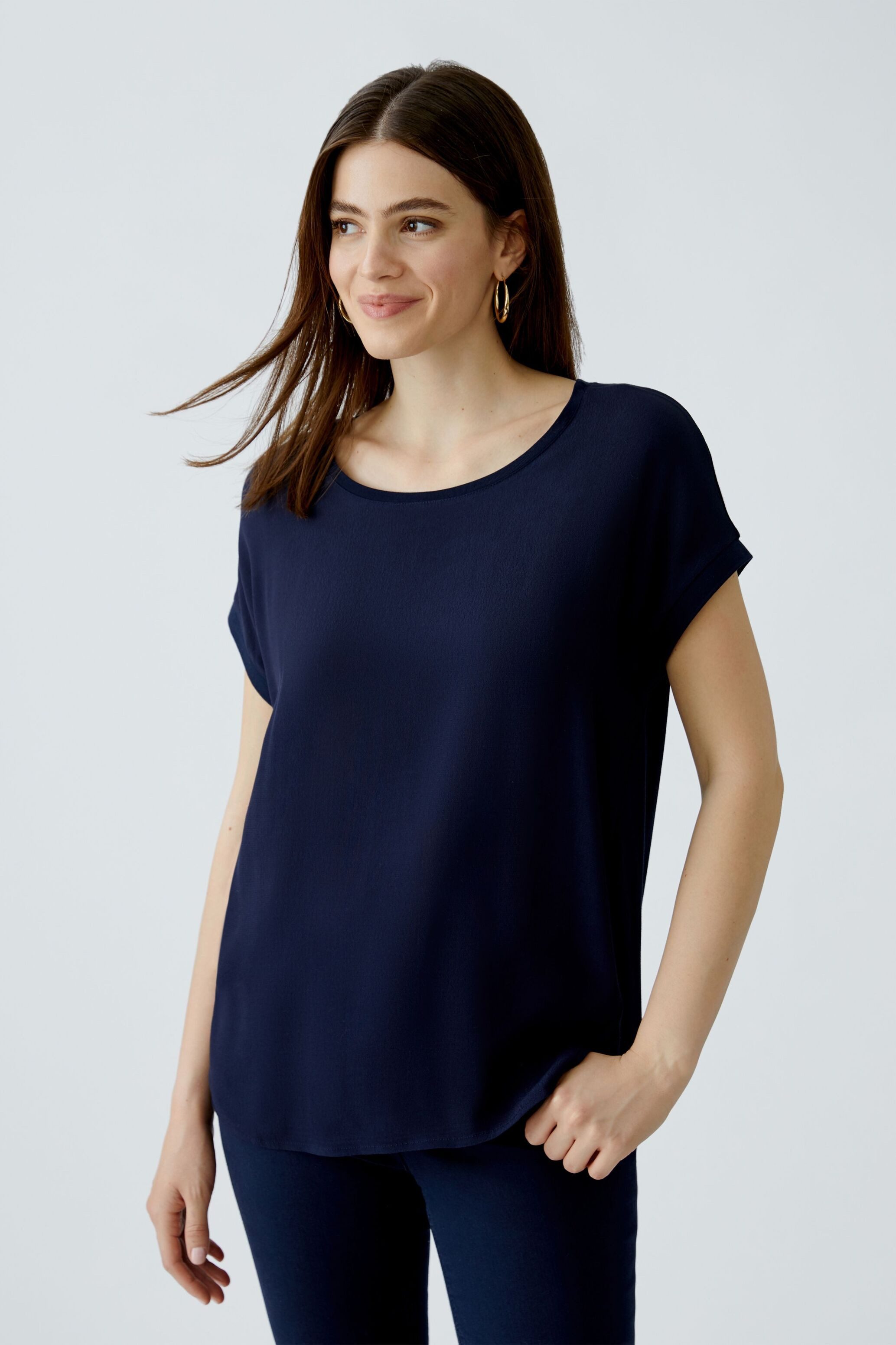 Oui Kurzarmbluse AYANO Blusenshirt 100% Viskosepatch günstig online kaufen