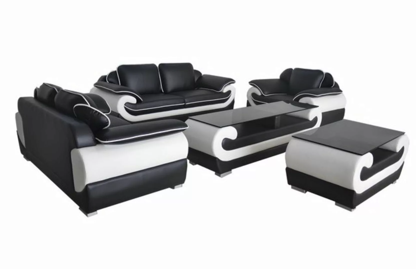 Xlmoebel Sofa Leder-Sofa-Set mit 3-Sitzer, 2-Sitzer und Einzelsitzer Sofas günstig online kaufen