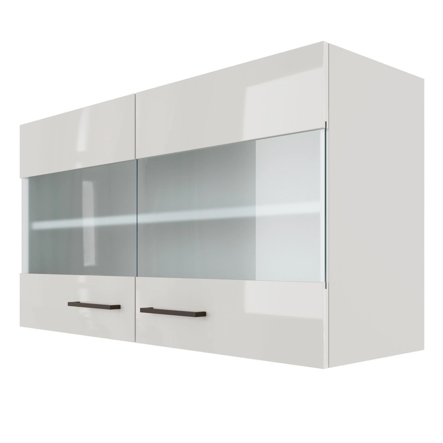 Flex-Well Exclusiv Oberschrank Lund 100 cmx55 cm-Lichtgrau glänzend-Milchgl günstig online kaufen