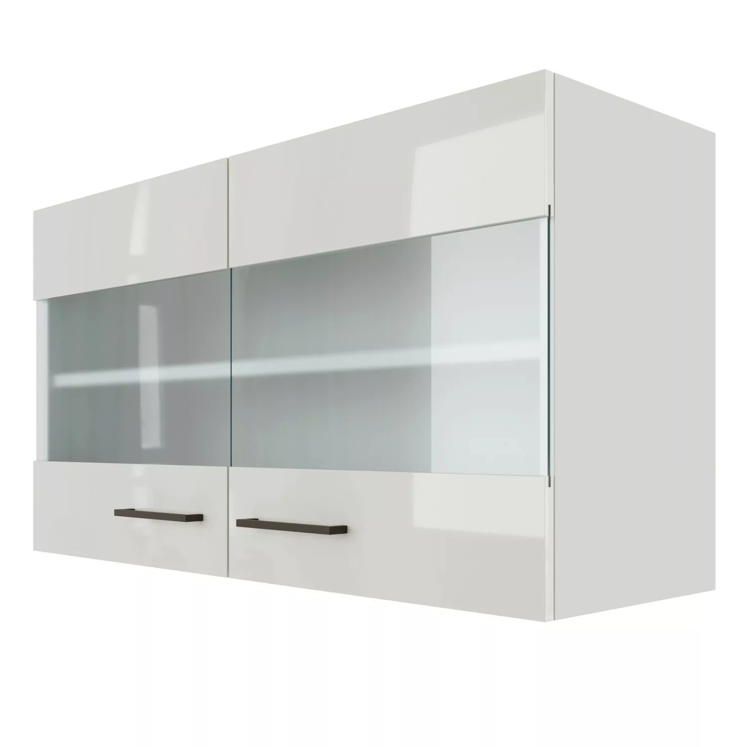 Flex-Well Exclusiv Oberschrank Lund 100 cmx55 cm-Lichtgrau glänzend-Milchgl günstig online kaufen