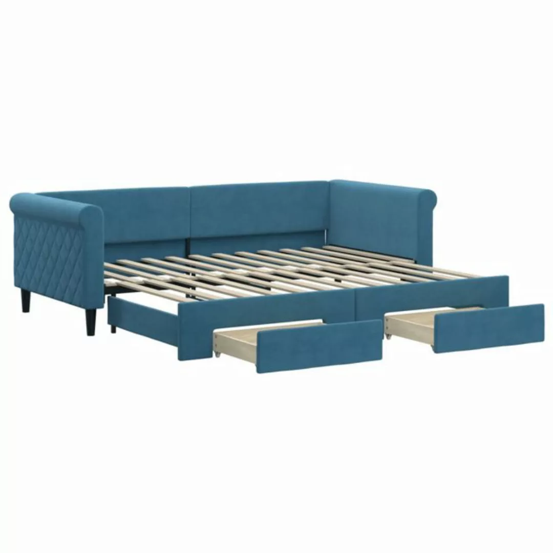 vidaXL Gästebett Gästebett Tagesbett mit Rollbett und Schubladen Blau 90x20 günstig online kaufen