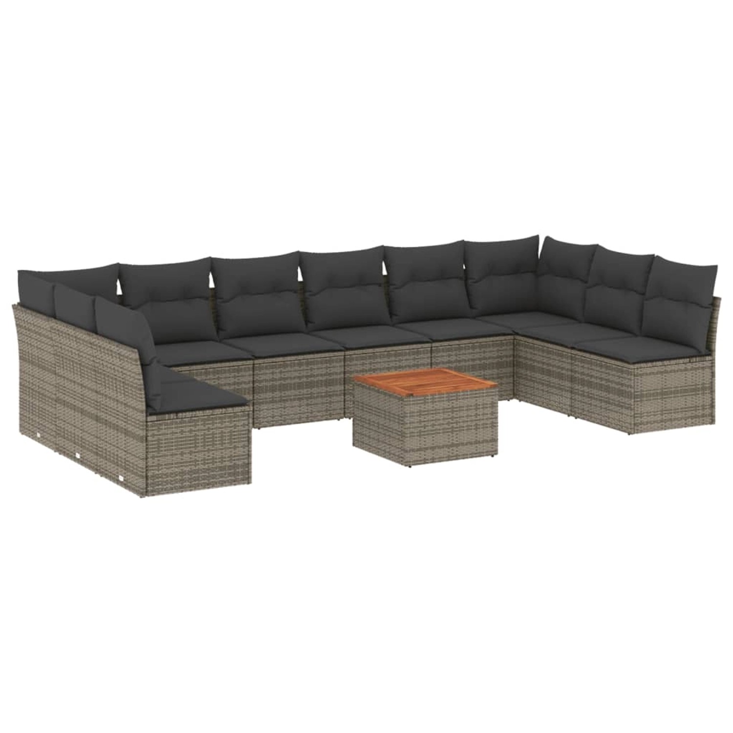 vidaXL 11-tlg Garten-Sofagarnitur mit Kissen Grau Poly Rattan Modell 48 günstig online kaufen