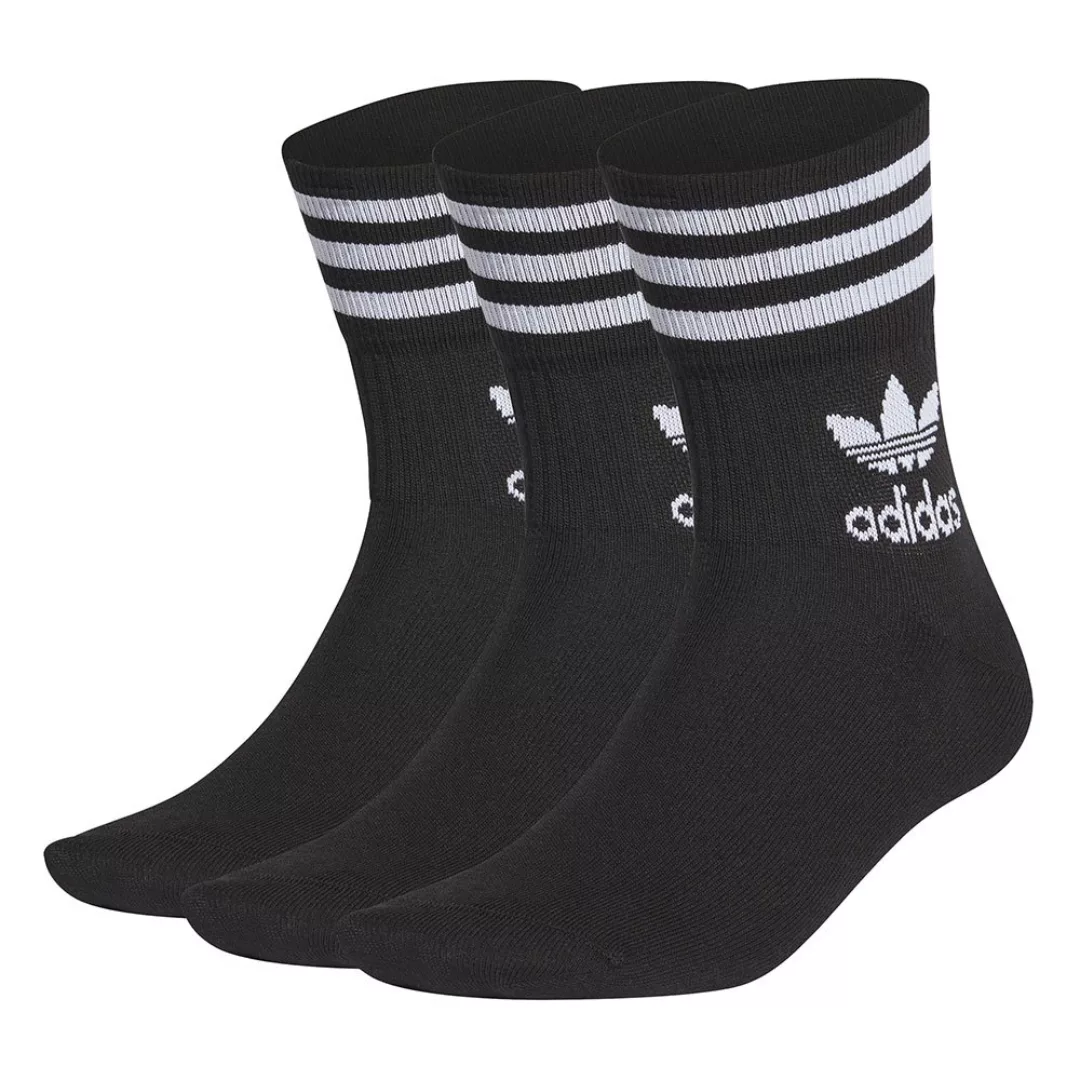 Adidas Originals Mid Crew Socken 3 Paare EU 37-39 Black / White günstig online kaufen