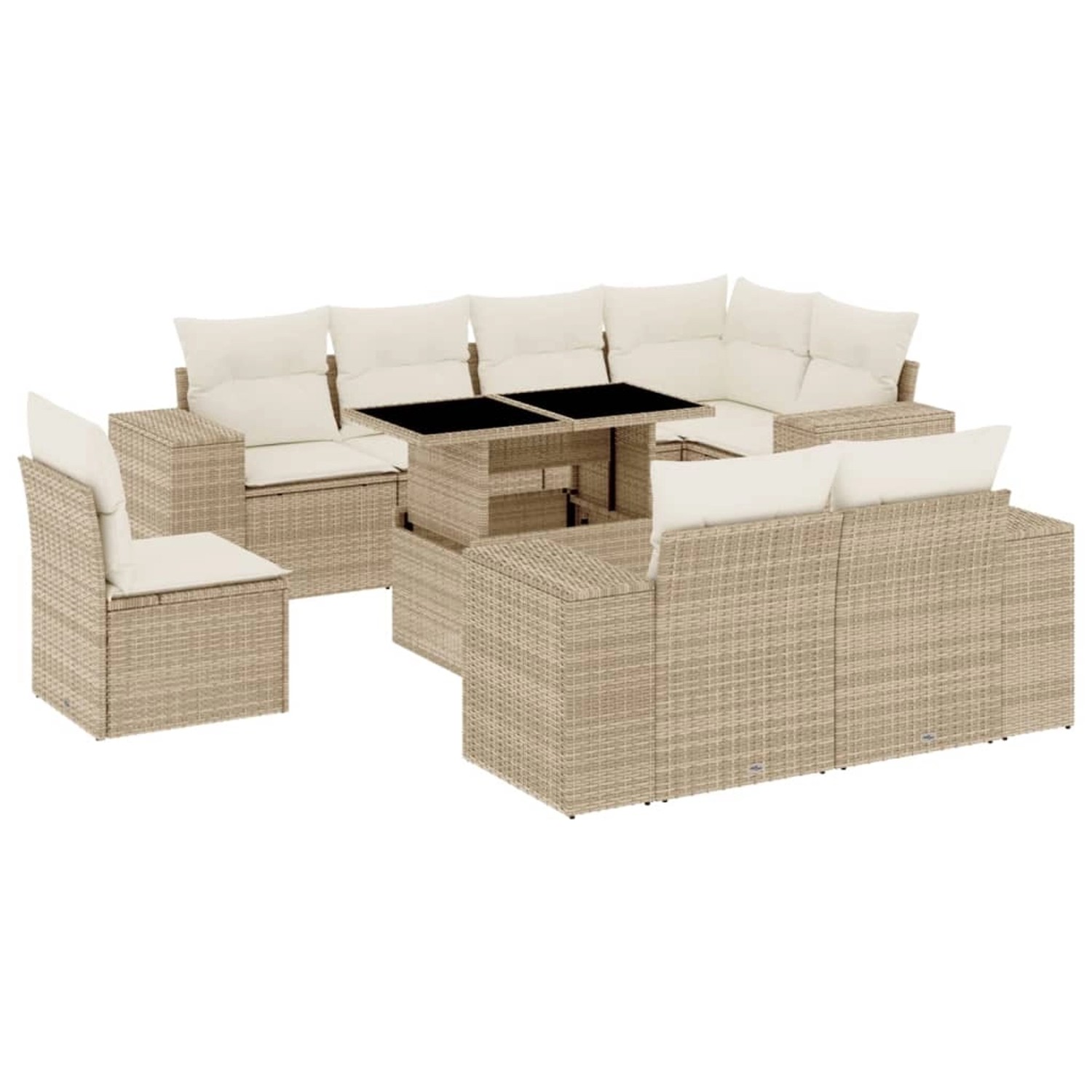 vidaXL 9-tlg Garten-Sofagarnitur mit Kissen Beige Poly Rattan Modell 250 günstig online kaufen