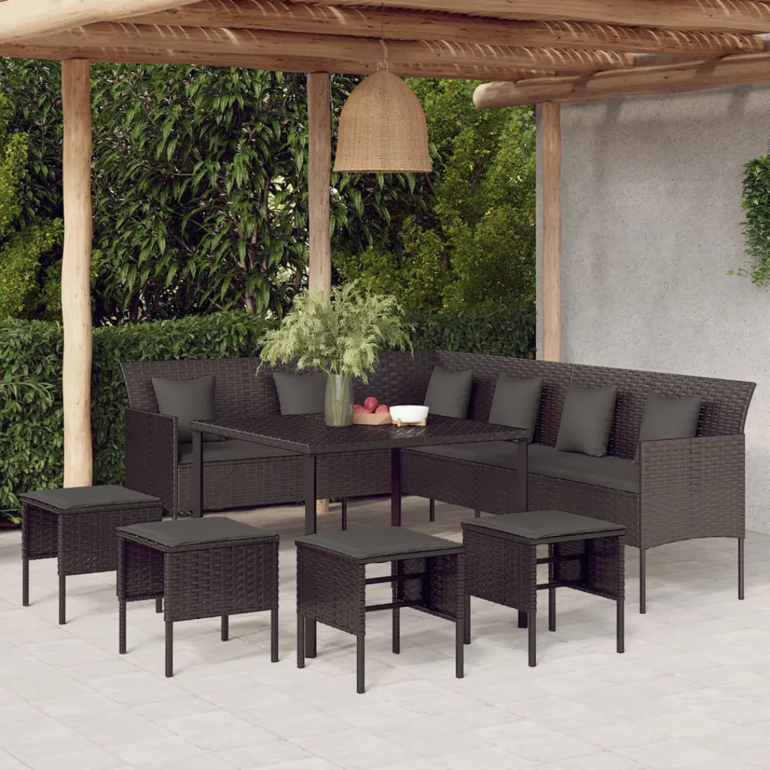 Vidaxl 6-tlg. Garten-essgruppe Mit Kissen Schwarz Poly Rattan günstig online kaufen