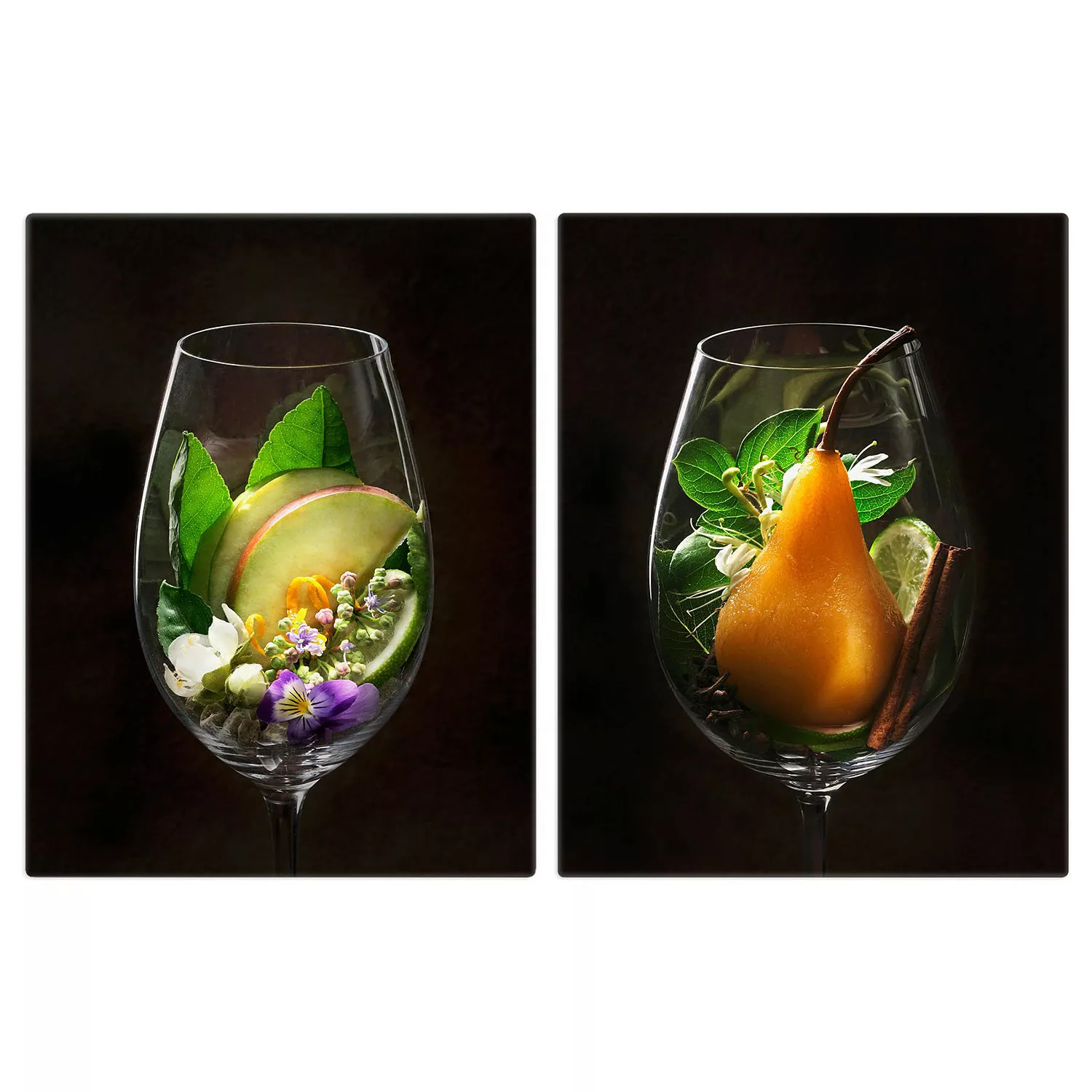 2-teilige Herdabdeckplatte Glas Kulinarisch Aromen im Weinglas günstig online kaufen