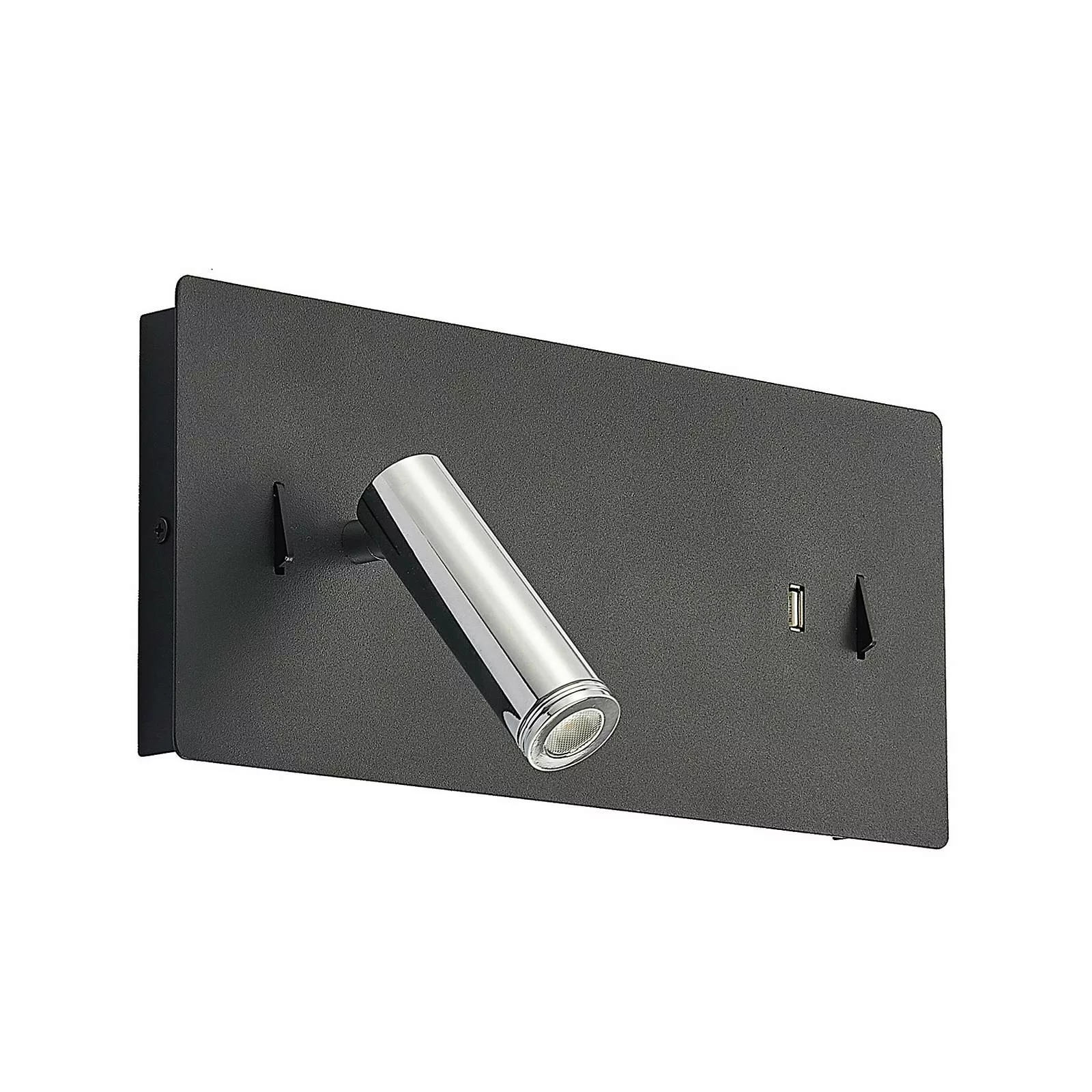 Lucande LED-Wandlampe Kimo, eckig, schwarz, Aluminium, USB günstig online kaufen
