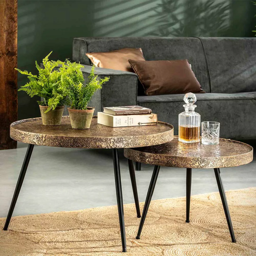 Sofa Beistelltische in Bronzefarben rund (zweiteilig) günstig online kaufen