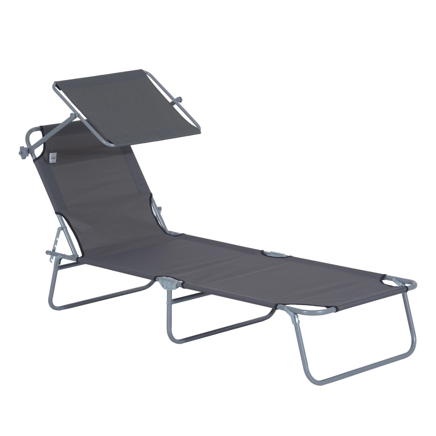Outsunny Sonnenliege Klappbar Gartenliege mit Dach bis 120 kg Belastbar Gra günstig online kaufen