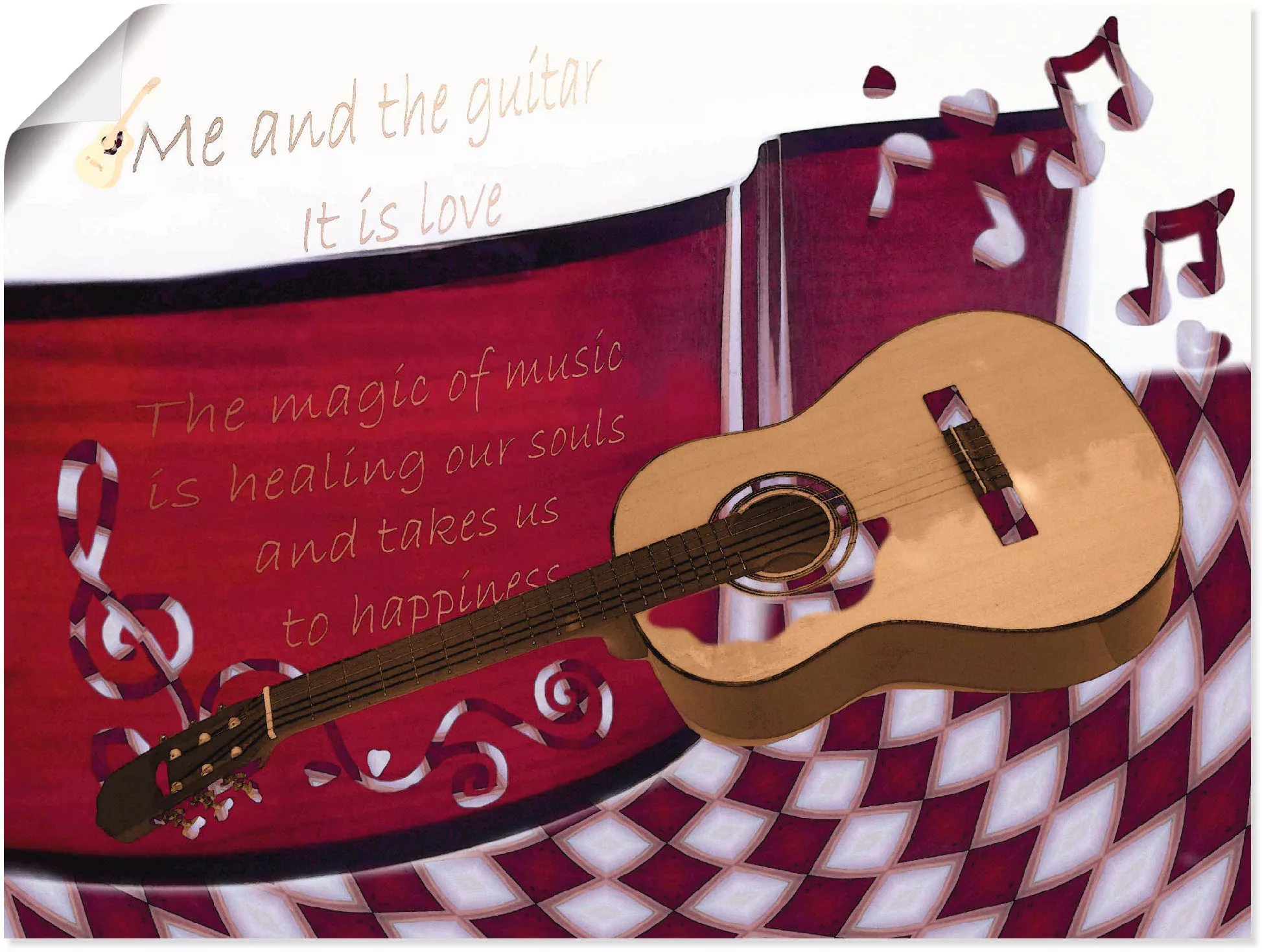 Artland Poster »Die Gitarre und Ich«, Instrumente, (1 St.), als Alubild, Le günstig online kaufen