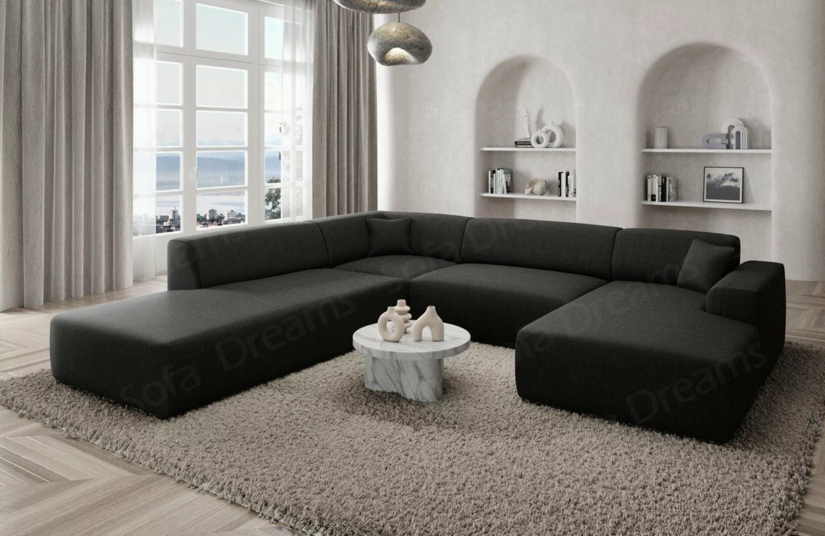Sofa Dreams Wohnlandschaft Designer Strukturstoff Sofa Mallorca U Lounge St günstig online kaufen