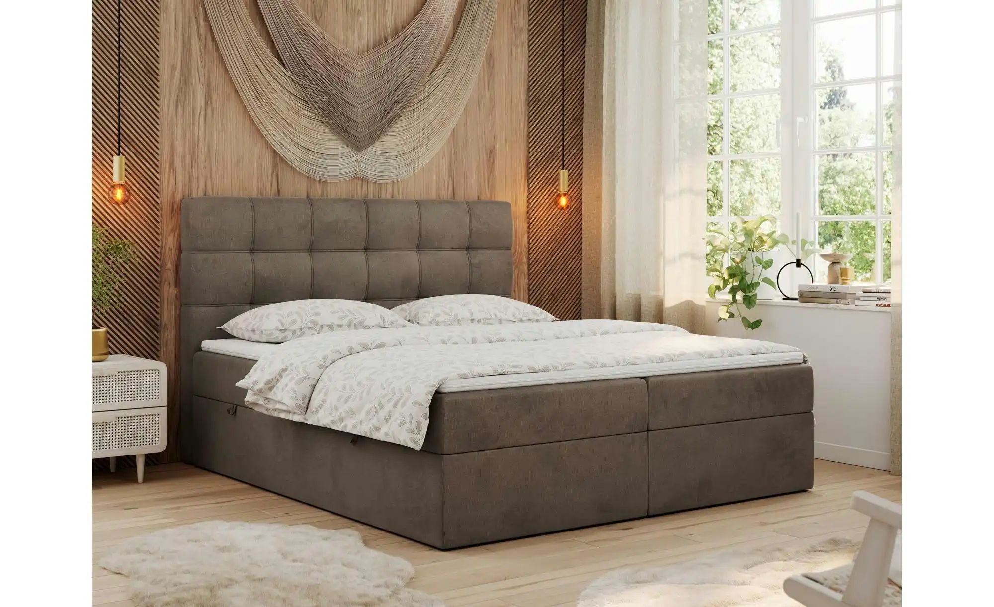 Boxbett mit Bettkasten Erni ¦ braun ¦ Maße (cm): H: 110 Betten > Polsterbet günstig online kaufen
