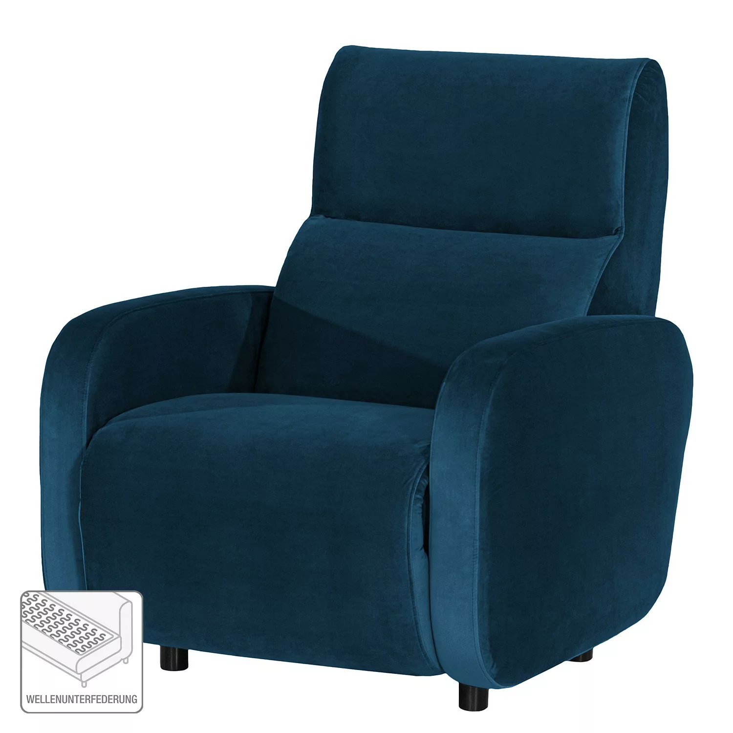 home24 loftscape Sessel Mezin I Dunkelblau Samt mit Relaxfunktion 97x104x10 günstig online kaufen
