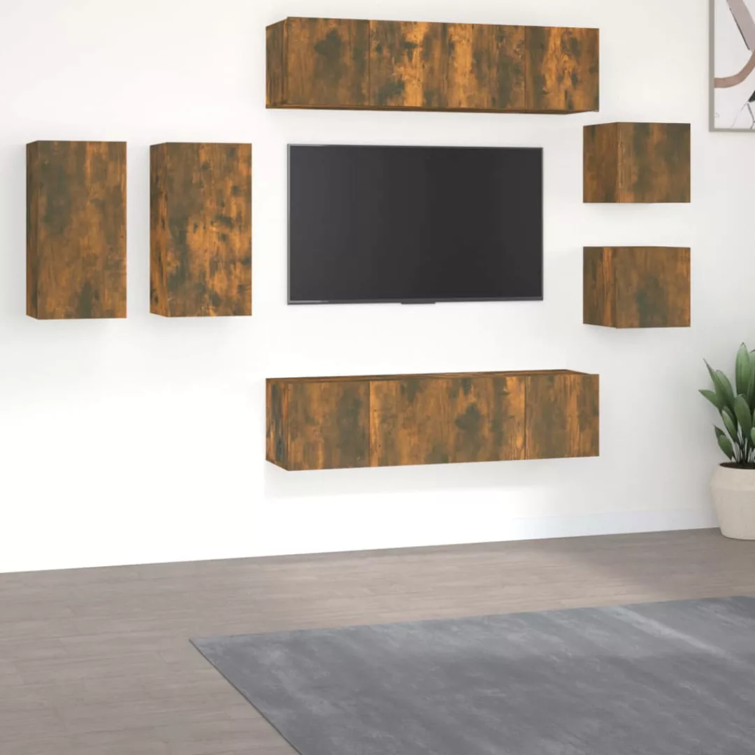 Vidaxl 8-tlg. Tv-schrank-set Räuchereiche Holzwerkstoff günstig online kaufen