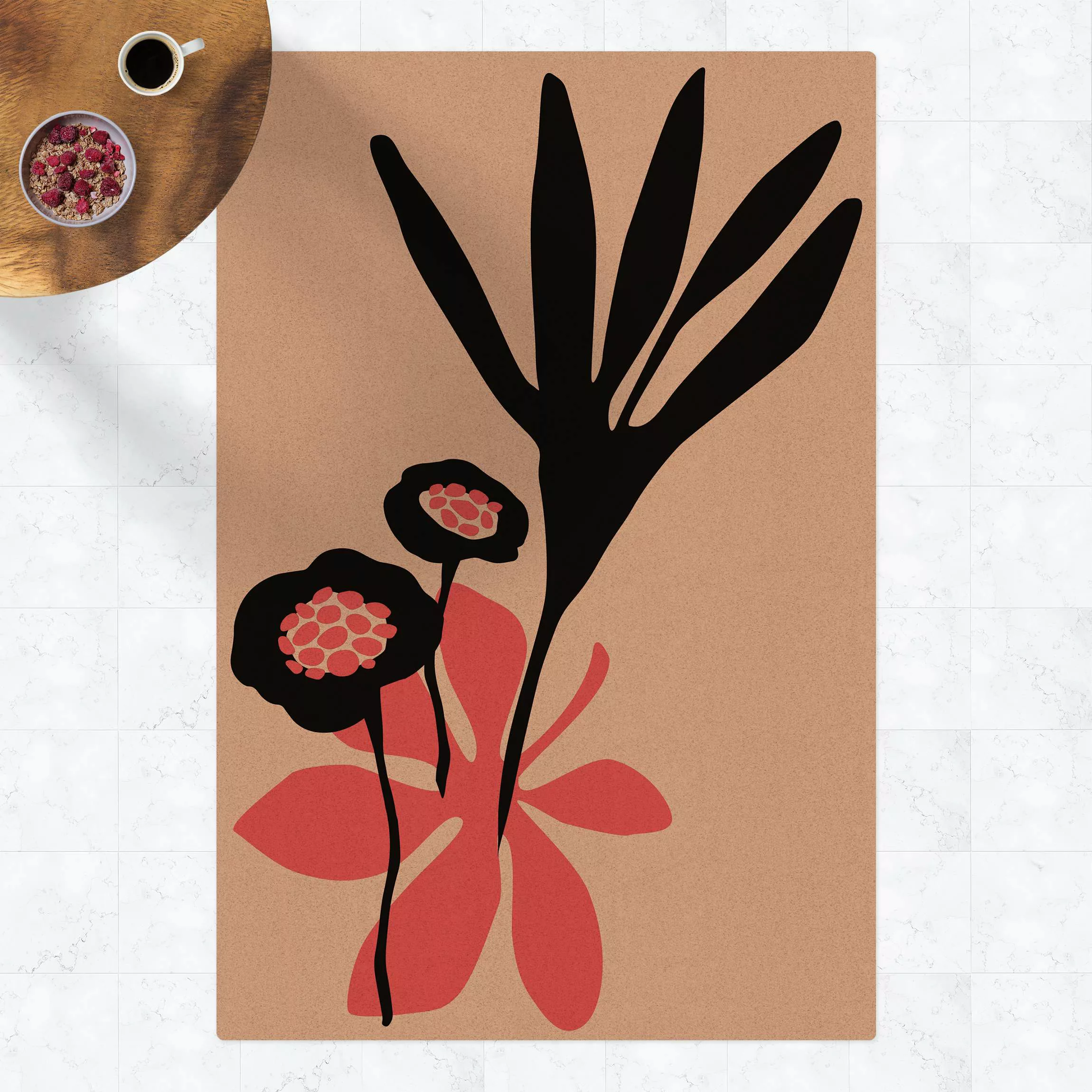 Kork-Teppich Blumengruß in Rosa günstig online kaufen