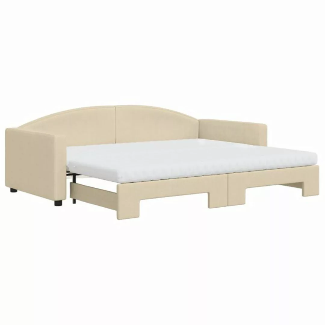 vidaXL Gästebett Gästebett Tagesbett Ausziehbar mit Matratzen Creme 90x200 günstig online kaufen