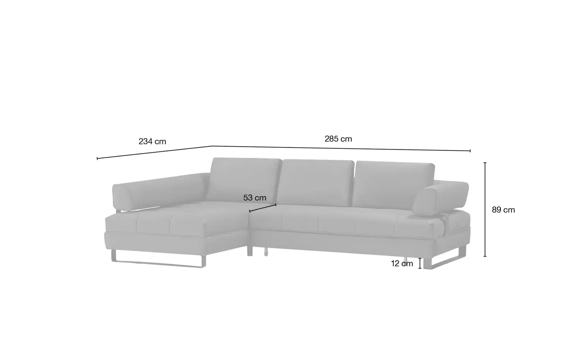 switch Ecksofa in Lederoptik Havana ¦ blau ¦ Maße (cm): B: 272 H: 89 T: 173 günstig online kaufen