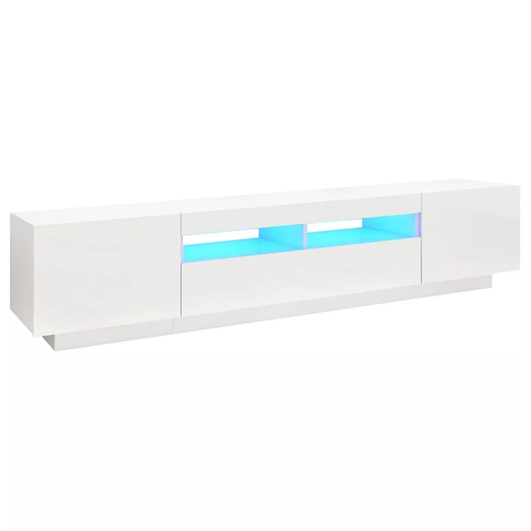 Tv-schrank Mit Led-leuchten Hochglanz-weiß 200x35x40 Cm günstig online kaufen