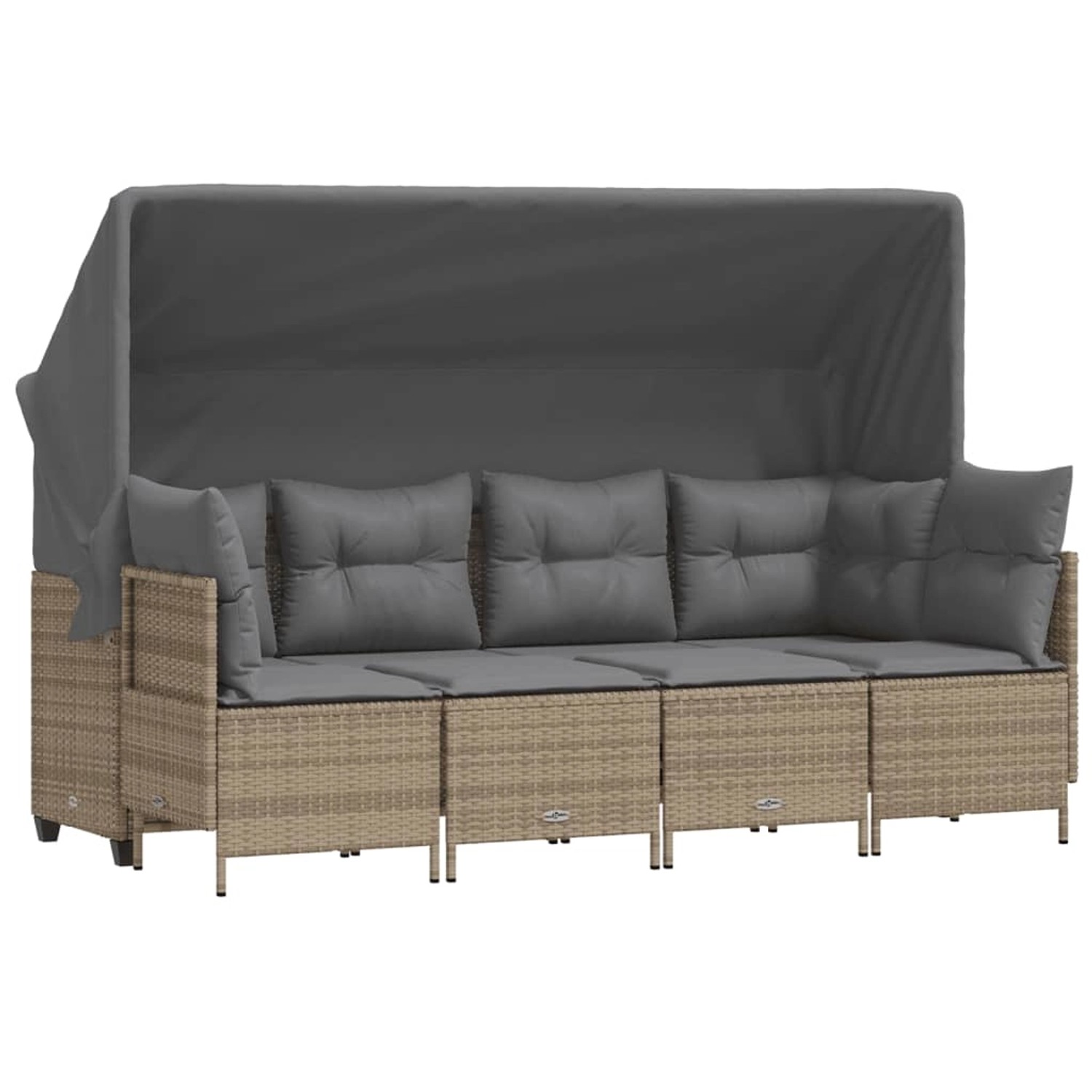 vidaXL 5-tlg Garten-Sofagarnitur mit Kissen Beige Poly Rattan Modell 197 günstig online kaufen