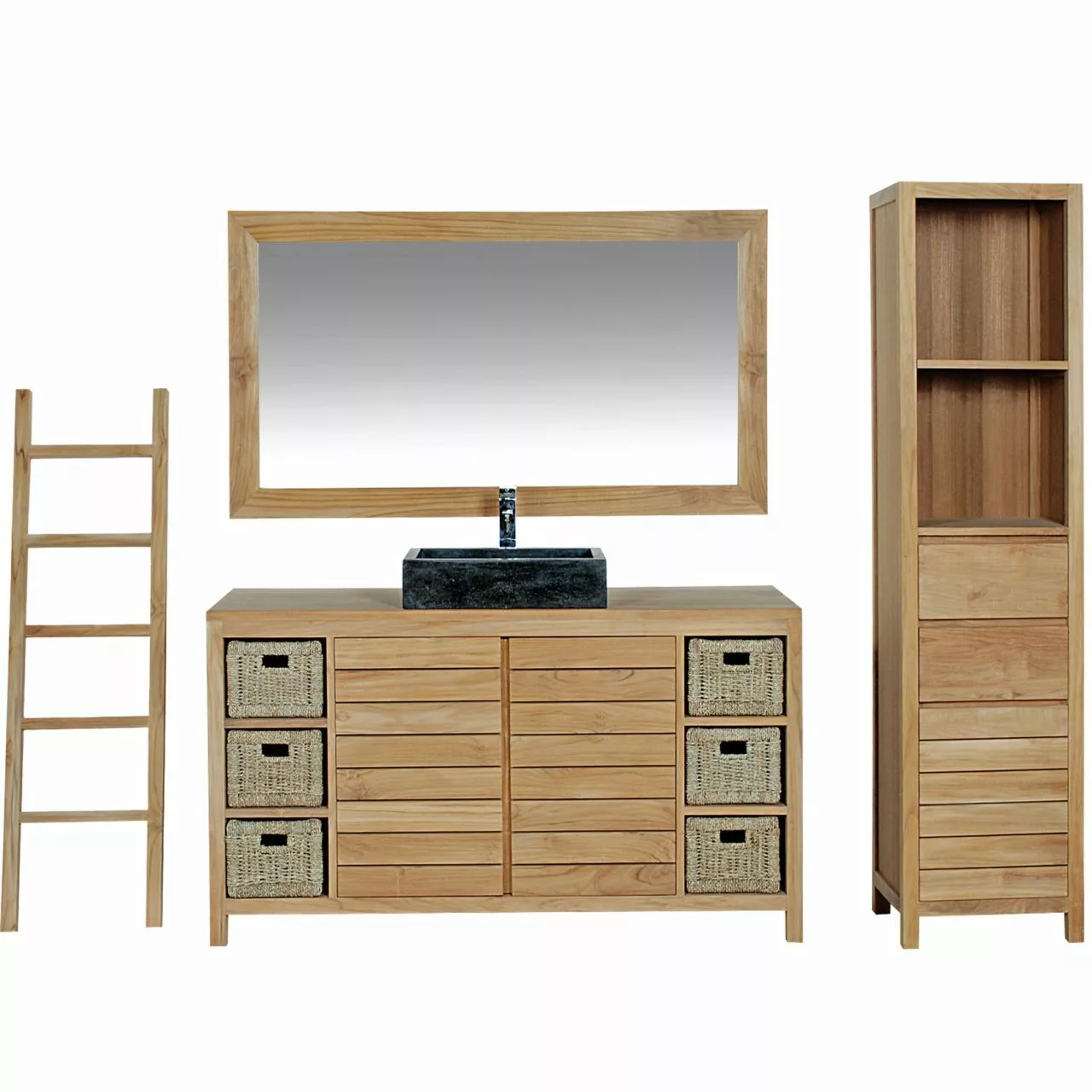 Badmöbel Set Skara Teak Massivholz günstig online kaufen