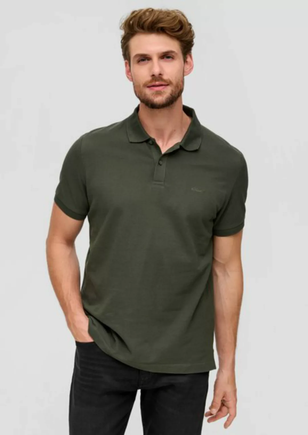 s.Oliver Kurzarmshirt Poloshirt aus Baumwolle Logo günstig online kaufen