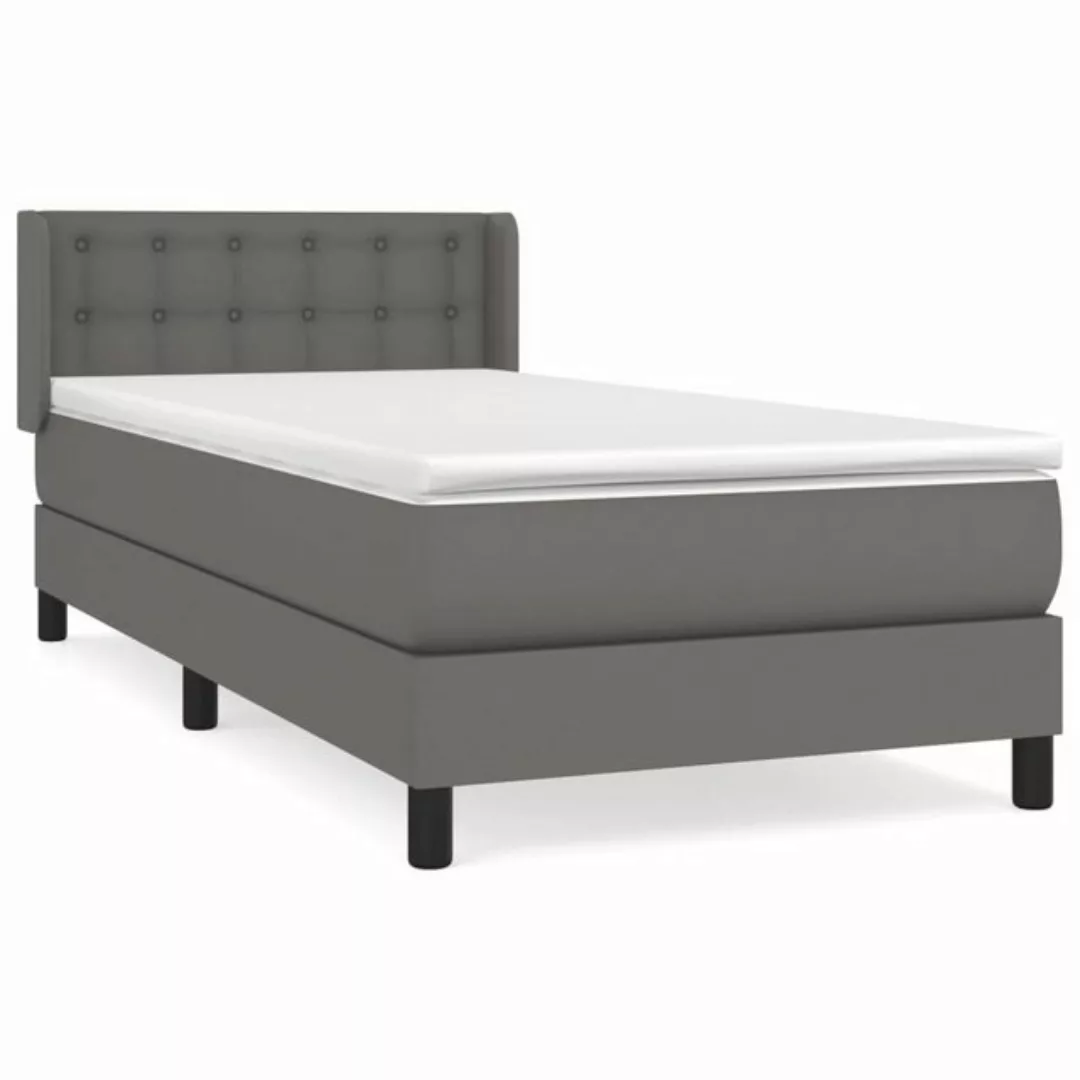 vidaXL Bett Boxspringbett mit Matratze Grau 80x200 cm Kunstleder günstig online kaufen