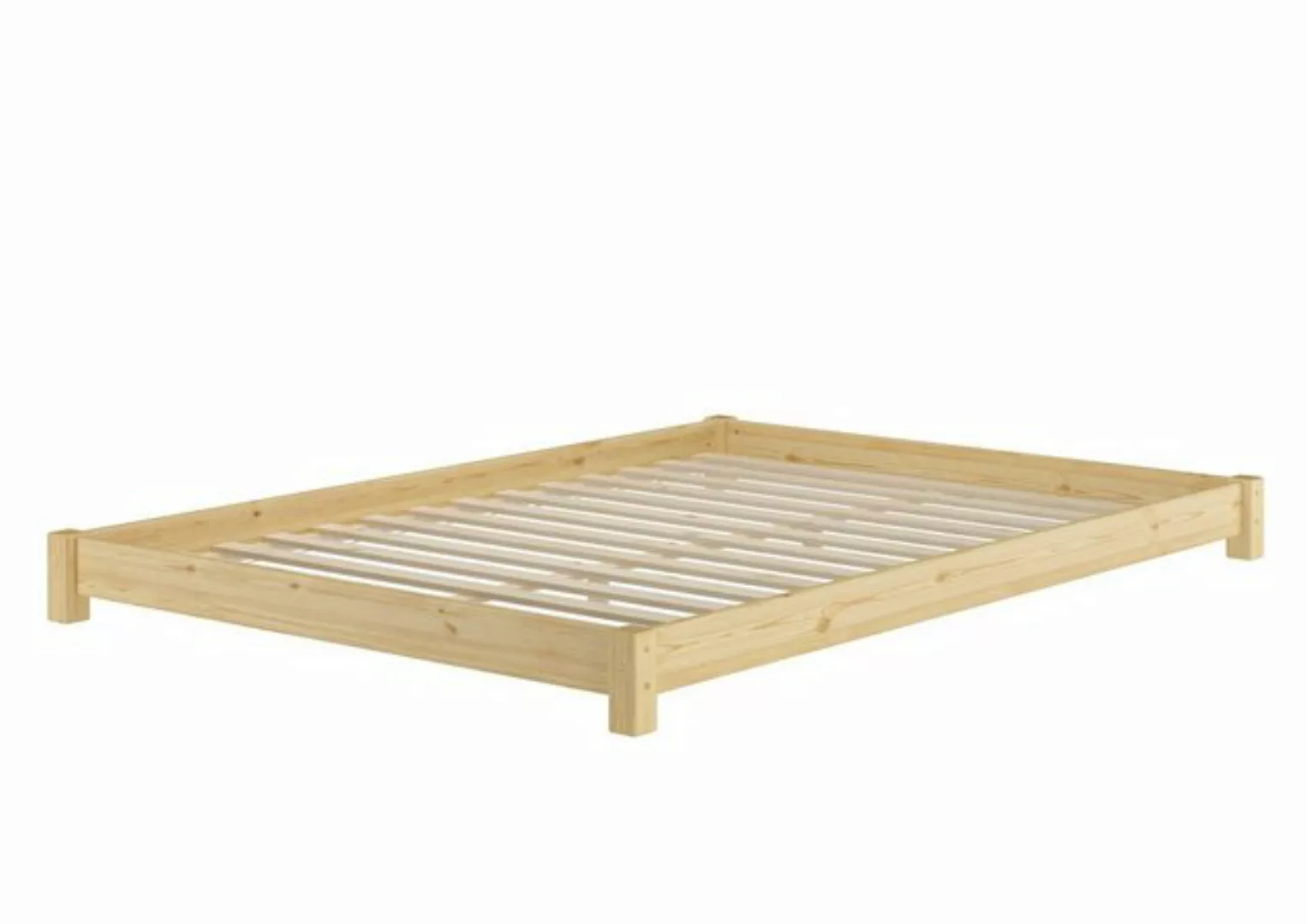 ERST-HOLZ Bett Flaches Futon-Doppelbett Bodenbett 160x200 Kiefer Massivholz günstig online kaufen