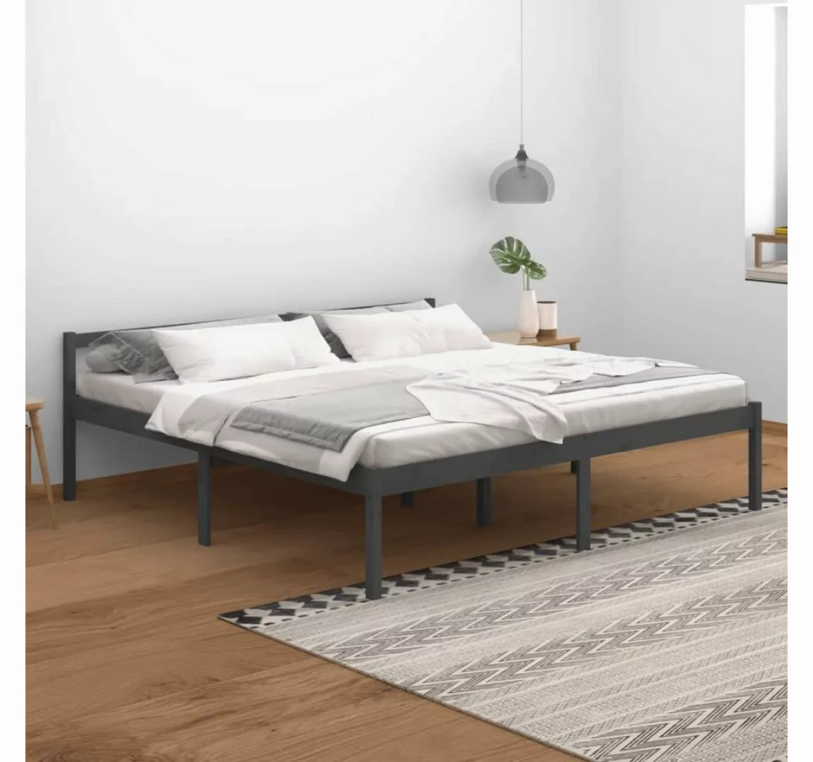 furnicato Bett Seniorenbett Grau 200x200 cm Massivholz Kiefer günstig online kaufen