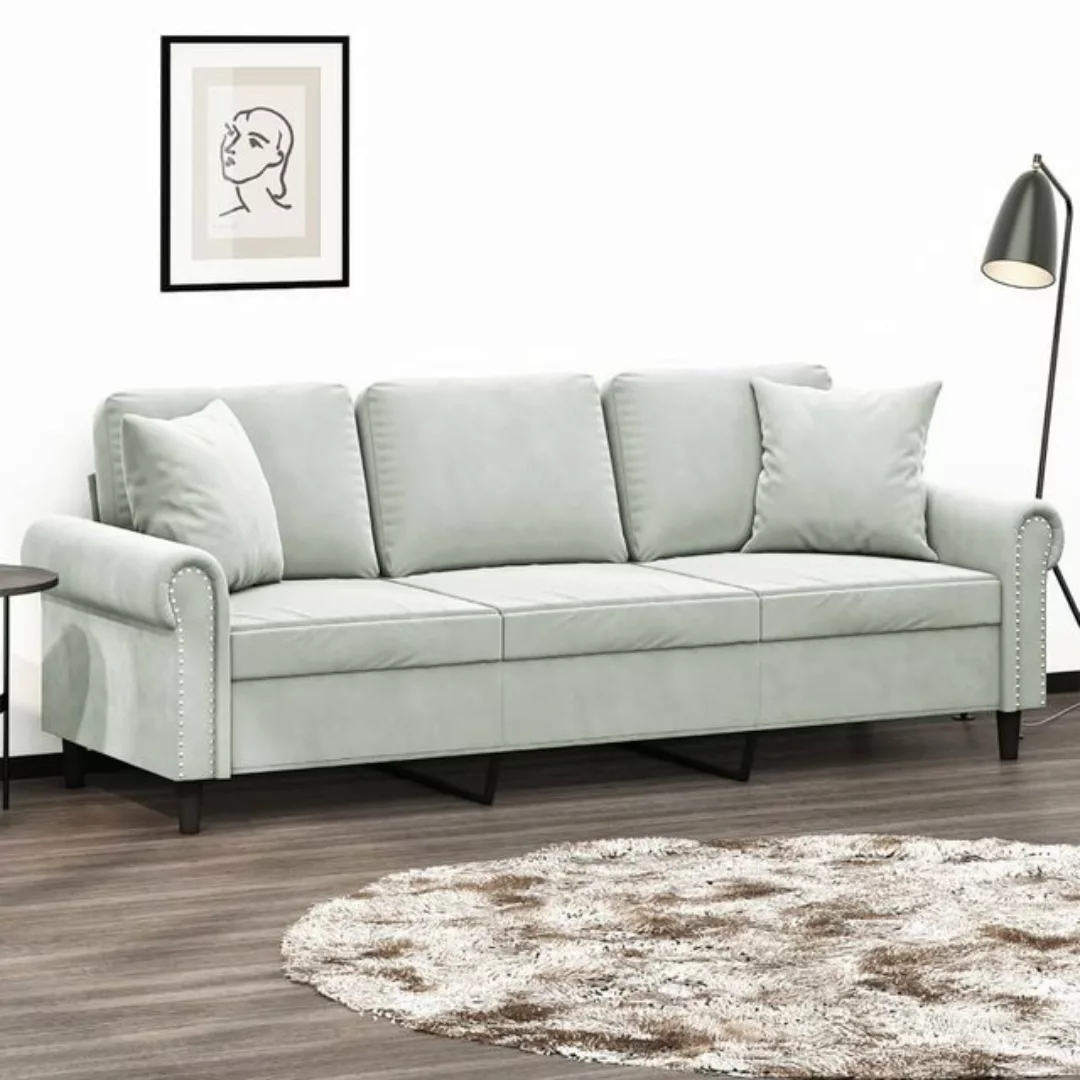 vidaXL Sofa Sofa mit Zierkissen Samt, 180 cm, 3-Sitzer günstig online kaufen