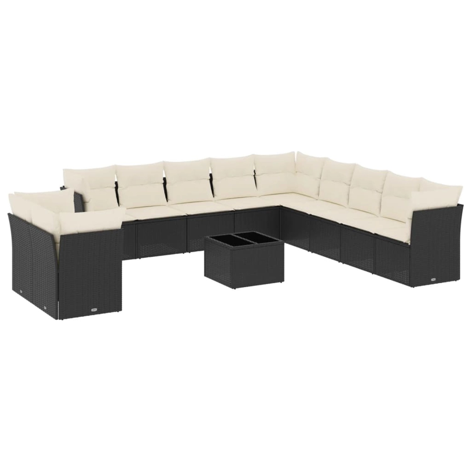 vidaXL 12-Tlg Garten-Sofagarnitur mit Kissen Schwarz Poly Rattan 3217886 günstig online kaufen