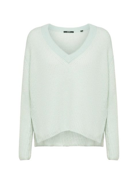 Esprit Collection V-Ausschnitt-Pullover Zweifarbiger Pullover mit Alpaka günstig online kaufen