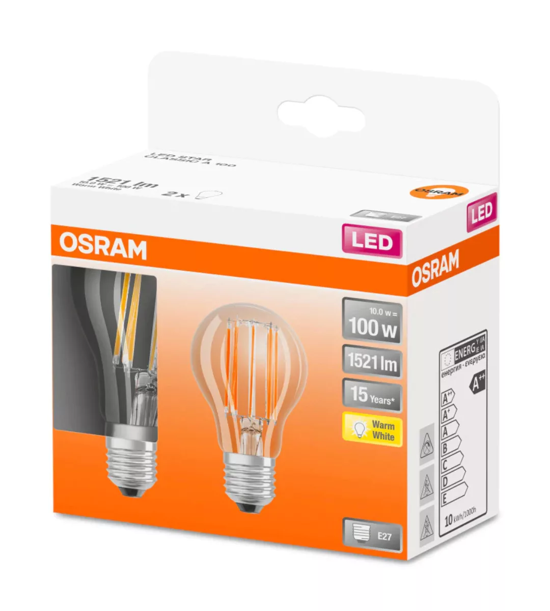 Osram LED-Leuchtmittel E27 Glühlampenform 11 W 2er Set 10,5 x 6 cm (H x Ø) günstig online kaufen