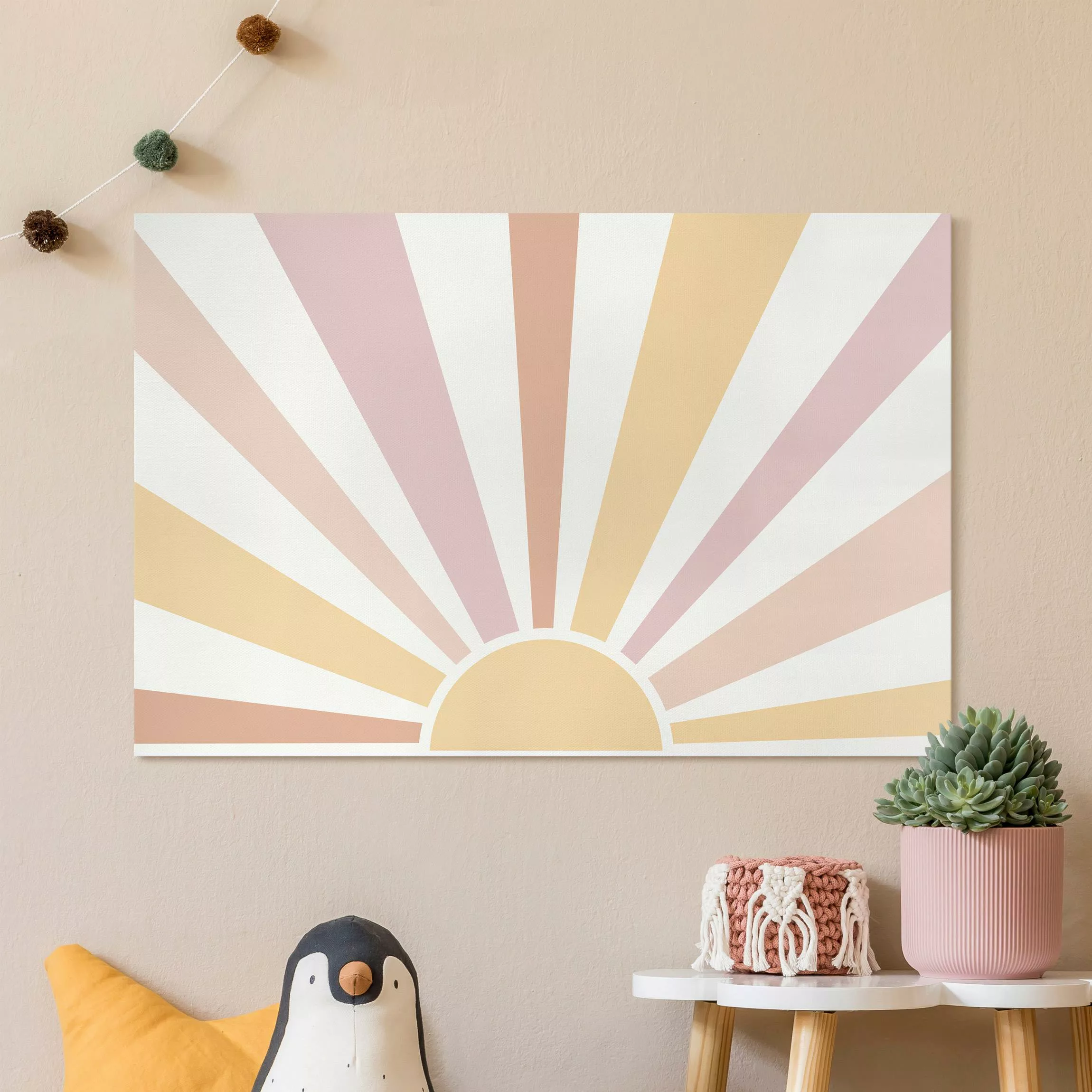 Leinwandbild Boho Sonne Pastell Beige günstig online kaufen