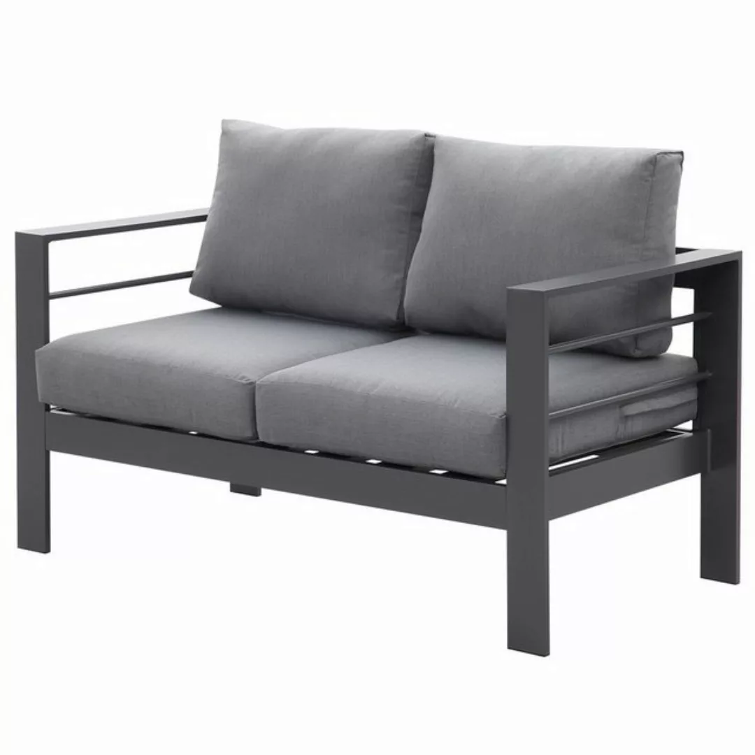 MeXo Loungesofa Terrassenstuhl 2 Sitzer Alu wetterfest 128×65×66cm, 12cm De günstig online kaufen