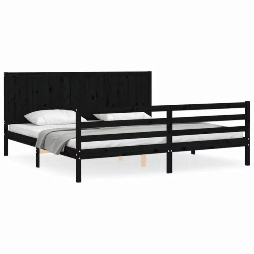 vidaXL Bett Massivholzbett mit Kopfteil Schwarz 200x200 cm günstig online kaufen