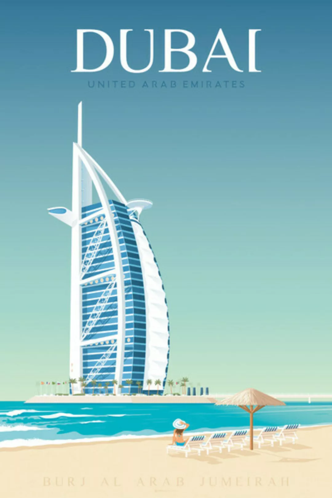 Poster / Leinwandbild - Burj Khalifa Dubai Vintage Travel Wandbild günstig online kaufen