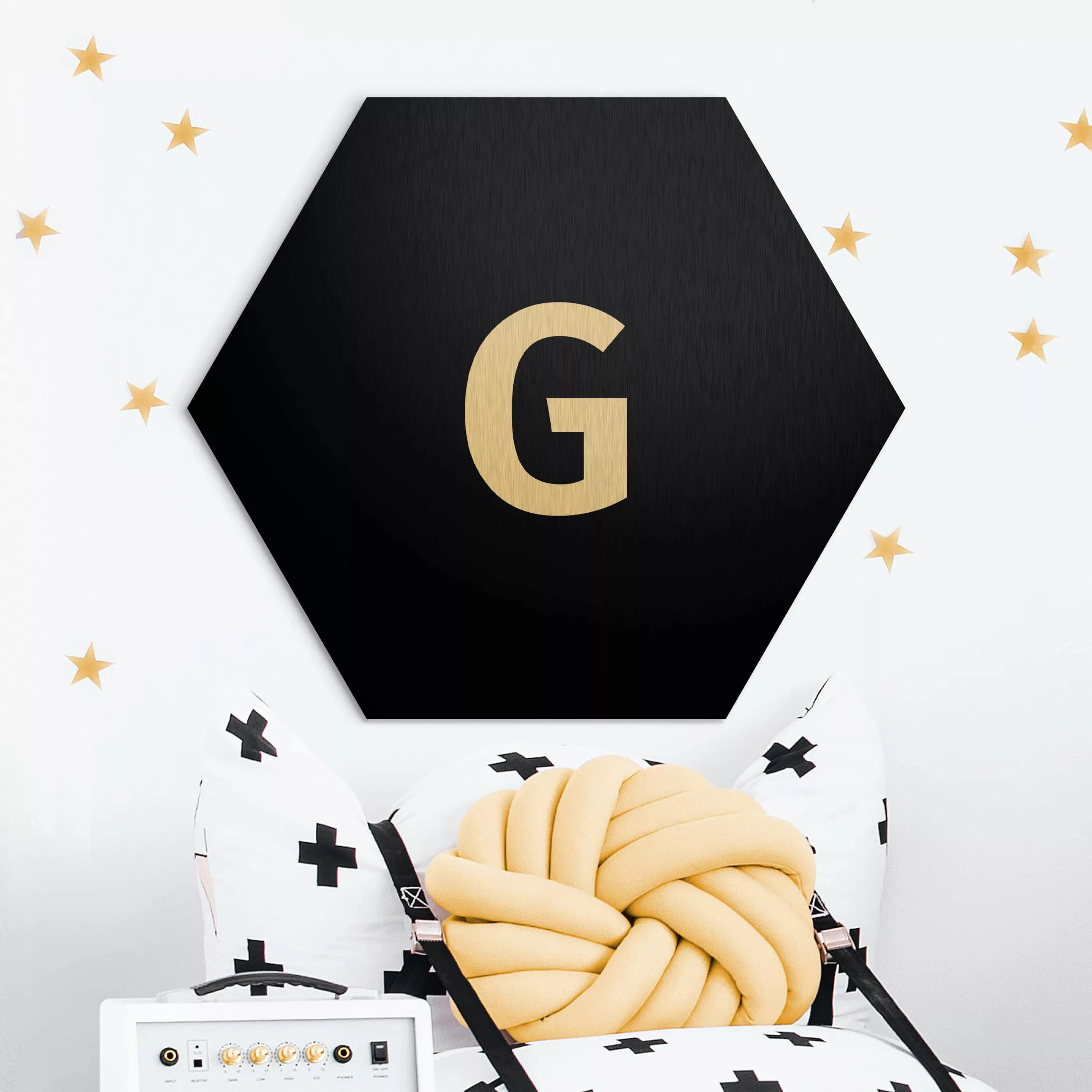 Hexagon-Alu-Dibond Bild Buchstaben Buchstabe Schwarz G günstig online kaufen