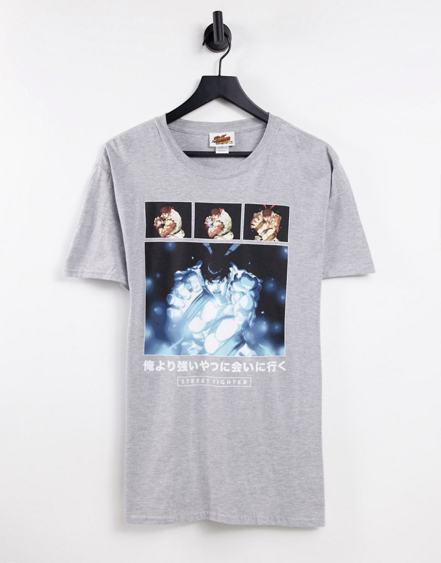 Street Fighter – Ryu Hadouken – Oversize-T-Shirt in Grau günstig online kaufen