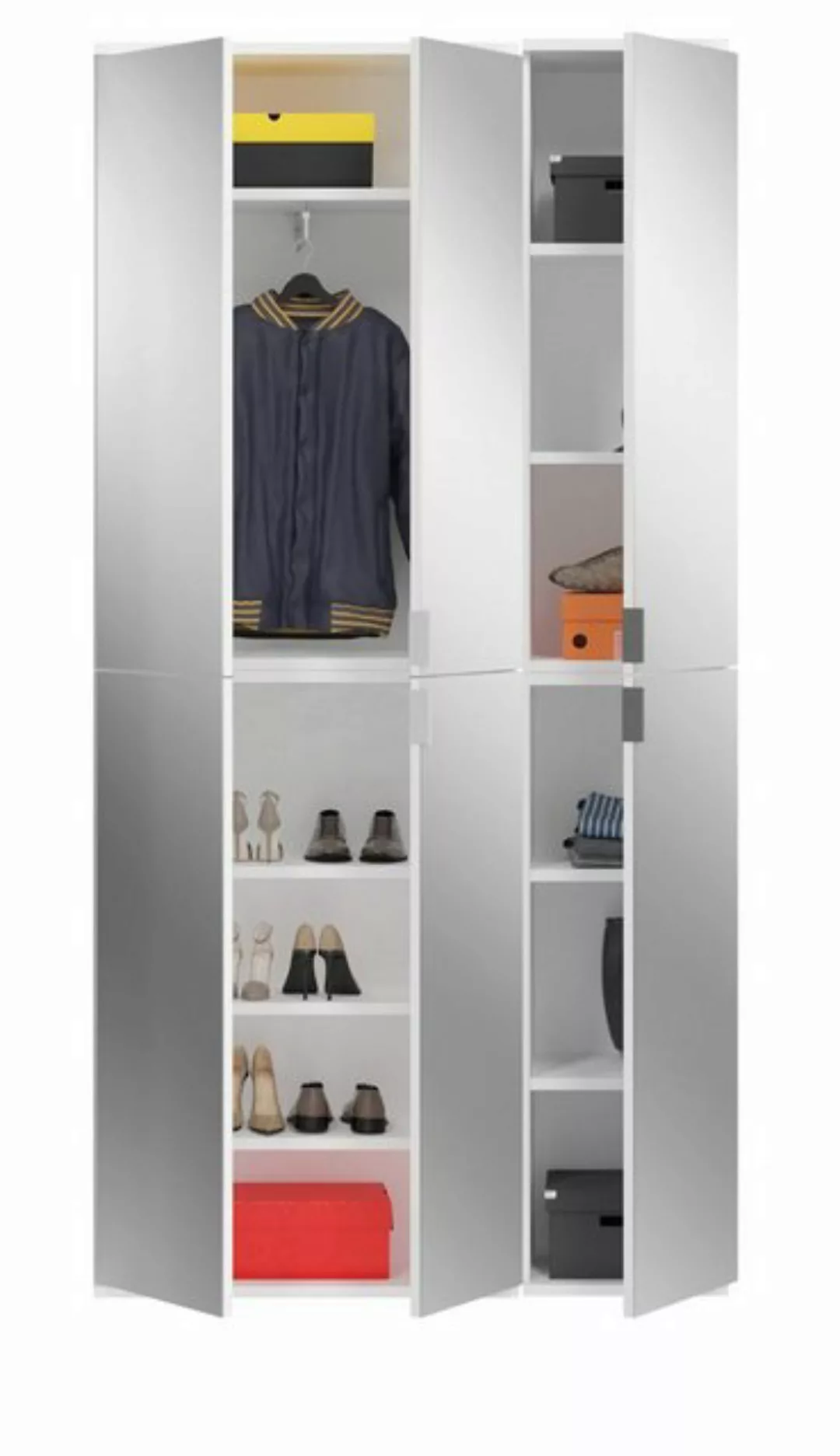 xonox.home Garderobenschrank ProjektX (Kompakt-Garderobe in weiß mit 6 Spie günstig online kaufen